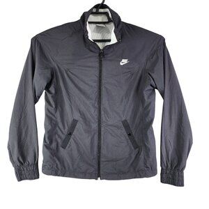 Womens Black Nike Sportswear Mesh Lined Windbreaker Jacket Full Zip Polyester M